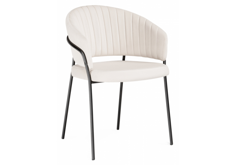 Стул на металлокаркасе Лео белый Brendy Milk 02 / черный (56x52x80). 