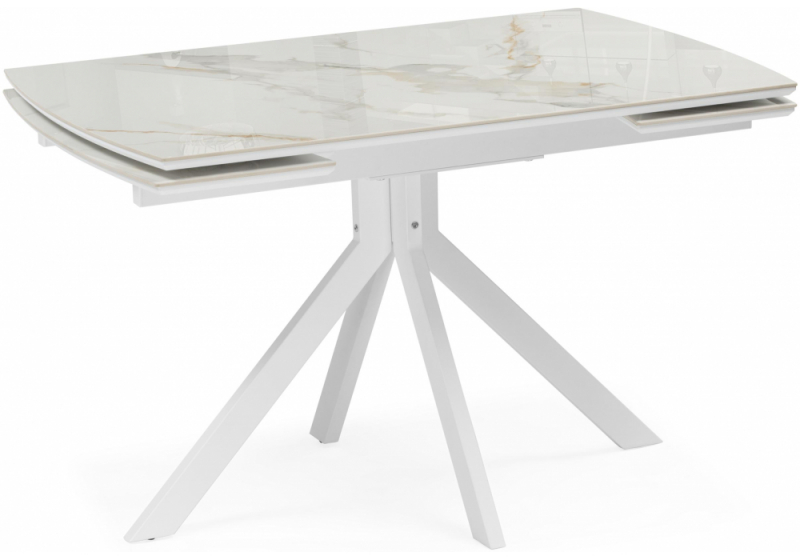 Керамический стол Катчел 120(180)x80 белая шагрень / белый (80x77). 