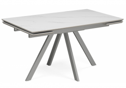 Керамический стол Вилли 140(200)х80 белый мрамор snow white / серый (80x75)